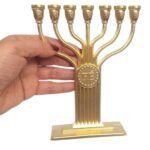 Menorah Candelabro Dourado Fé