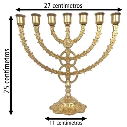 Candelabro Menorah Dourado Grande - Loja Irmãs em Cristo Atacado de Artigos Religiosos